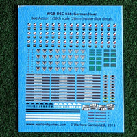 Bolt Action German Heer Decal sheet - for 1/56 or 28mm miniatures