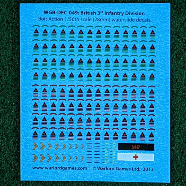Bolt Action British 3rd Infantry Division Decal sheet - for 1/56 or 28mm miniatures