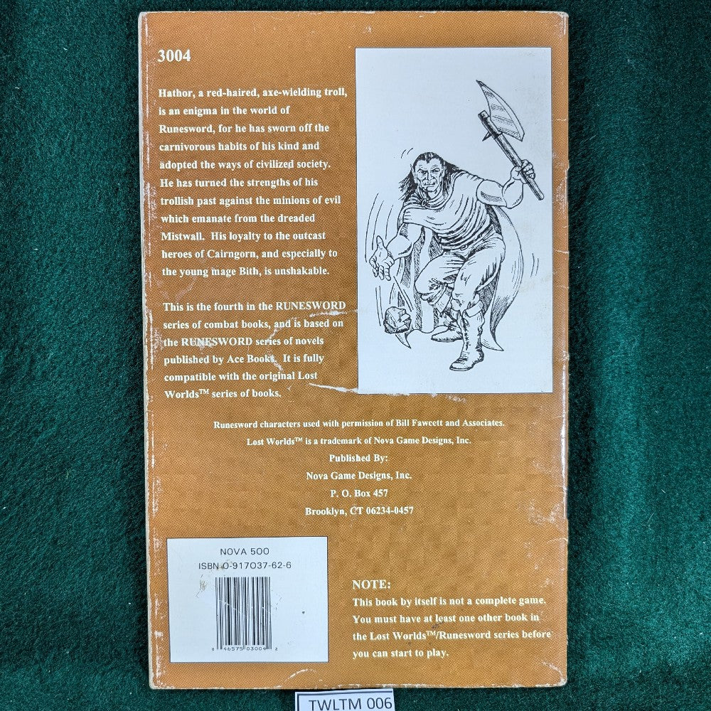 RuneSword Fantasy Combat Book Game Hathor Troll With Axe The War