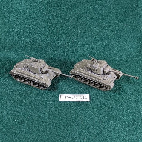 M26 Pershing tanks - assembled and basecoated - 2 tanks - Flames of War FOW