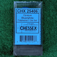 Chessex Blue/White Opaque Polyhedral 7 die set