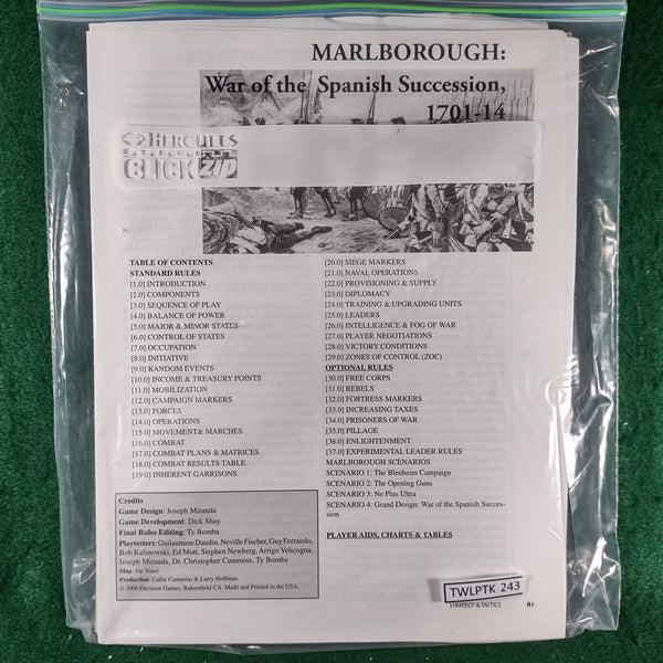 Marlborough: War of the Spanish Succession, 1701-14 (Game only) - Decision Games - Unpunched