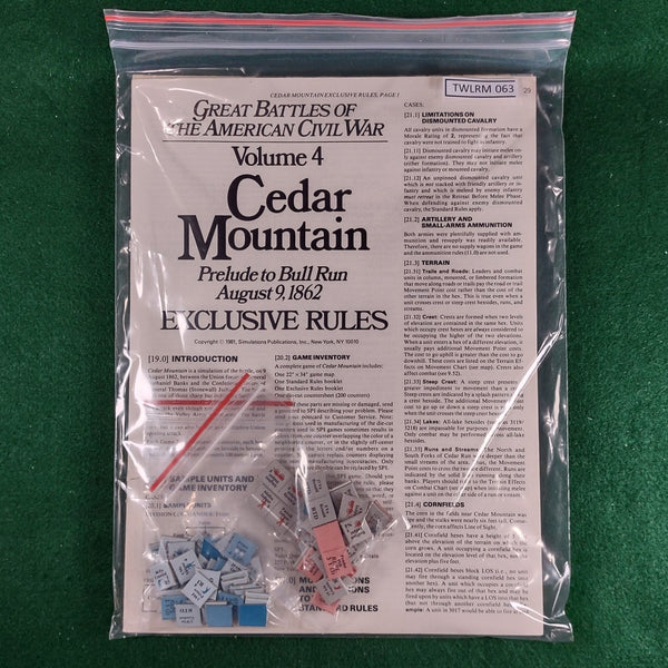 Cedar Mountain: Prelude to Bull Run, August 9, 1862 (Game only) - GBACW 4 - SPI - Good