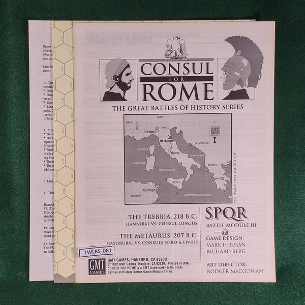 Consul for Rome - SPQR Battle Module III - GMT - Very Good