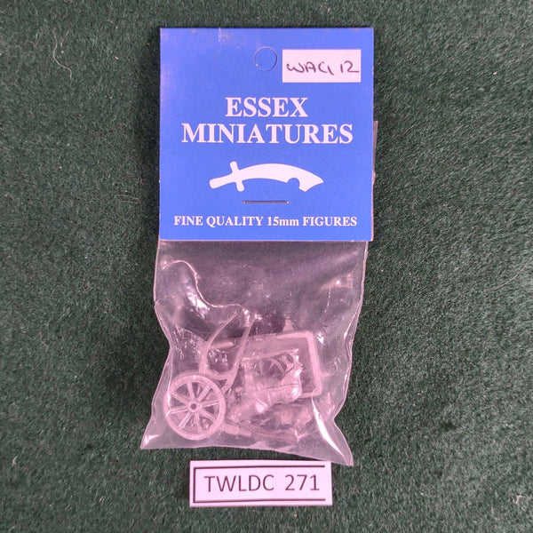 Open Wagon with open sides, 2 Oxen in tandem - Essex Miniatures WAG12 - 15mm