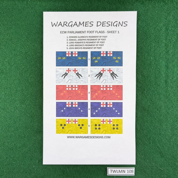 ECW Parliamentary Infantry Flags - 28mm - Wargames Designs - Excellent