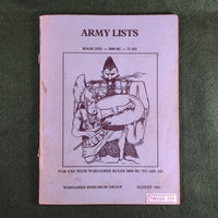 Army Lists: Book One, 3000BC-75AD - WRG - August 1981 - Softcover