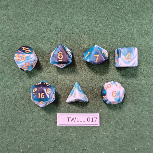 Polyhedral Dice Set (7) - Blue / White