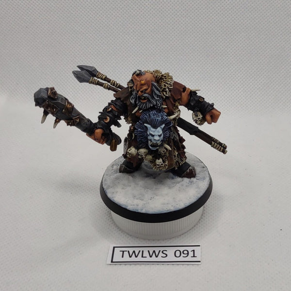 Beastclaw Raiders Icebrow Hunter - Warhammer AoS - assembled, painted, bent spears