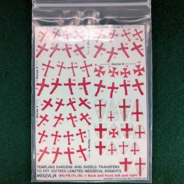Templars Barding & Shield Transfers - To Suit Victrix - Little Big Man Studios - MED(VL)4