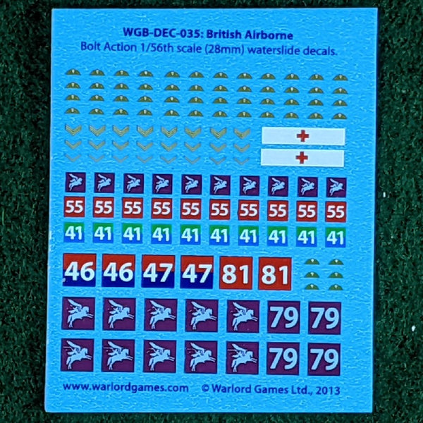 Bolt Action British Airborne Decal sheet - for 1/56 or 28mm miniatures