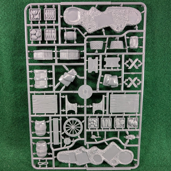 Markets & Barricades Sprue 2 - 28mm Town & Village Scenery - Wargames Atlantic