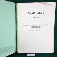 Army Lists 1420-1700 - March 1984 edition - WRG - George Gush
