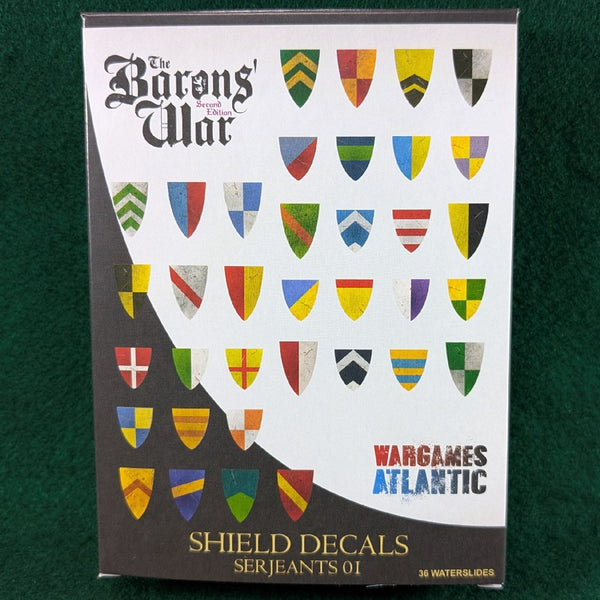 Baron's War Shield Decals Serjeants 1 - Wargames Atlantic - 36 decals