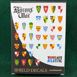 Baron's War Shield Decals - Wargames Atlantic - 36 decals