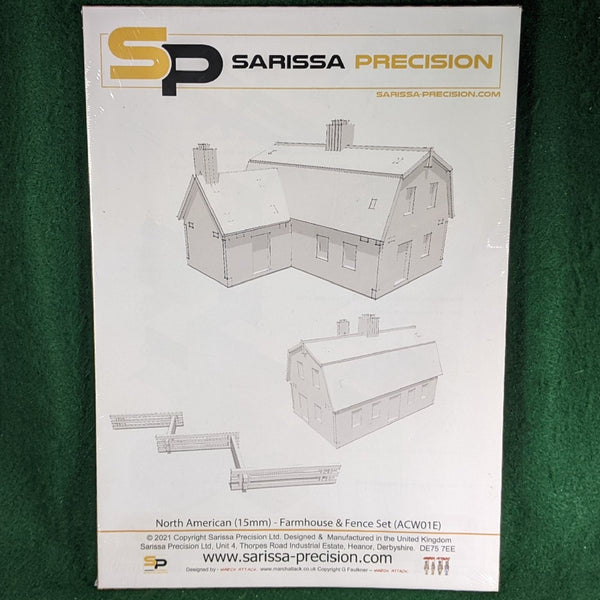 North American Farmhouse & Fence Set - ACW 15mm mdf building kit - Sarissa Precision