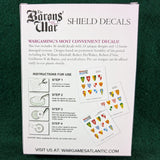 Baron's War Shield Decals - Wargames Atlantic - 36 decals