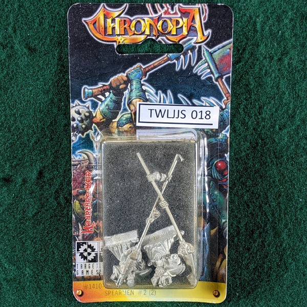 Chronopia Dwarf Horned Ones Spearmen #2 - 2 metal miniatures - Heartbreaker/Target Games
