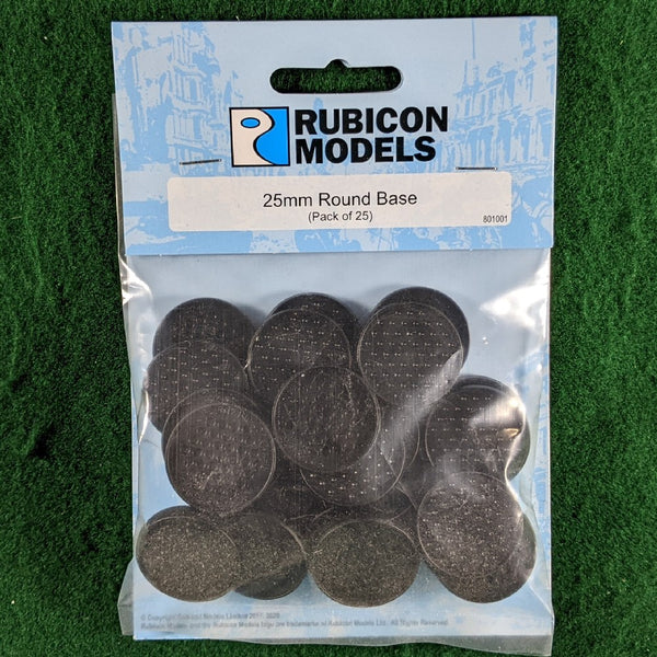 25mm Diameter Round Lipped Bases (25) - 1 packet - Rubicon