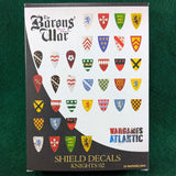 Baron's War Shield Decals Knights 2 - Wargames Atlantic - 36 decals