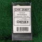 Chessex White/Black Opaque Polyhedral 7 die set