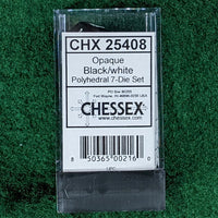 Chessex Black/White Opaque Polyhedral 7 die set